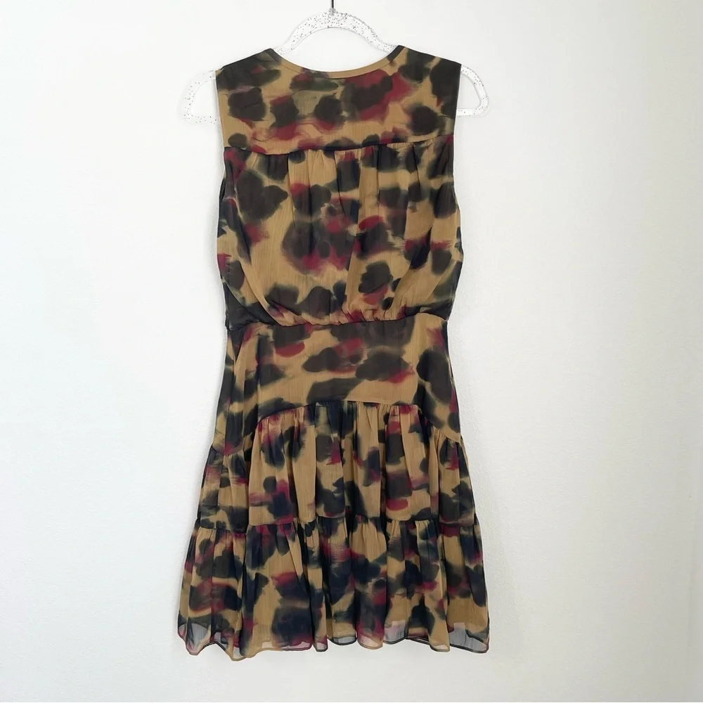 TED BAKER DRESS ELVINIA ANIMAL PRINT BUTTON UP GGT MINI DRESS BROWN. Size 2 - Picture 4 of 12